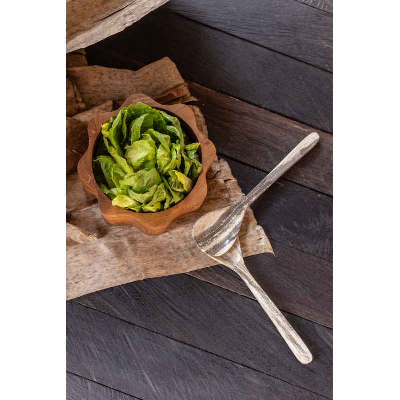 SET DE COUVERTS À SALADE EN BOIS PÉTRIFIÉ