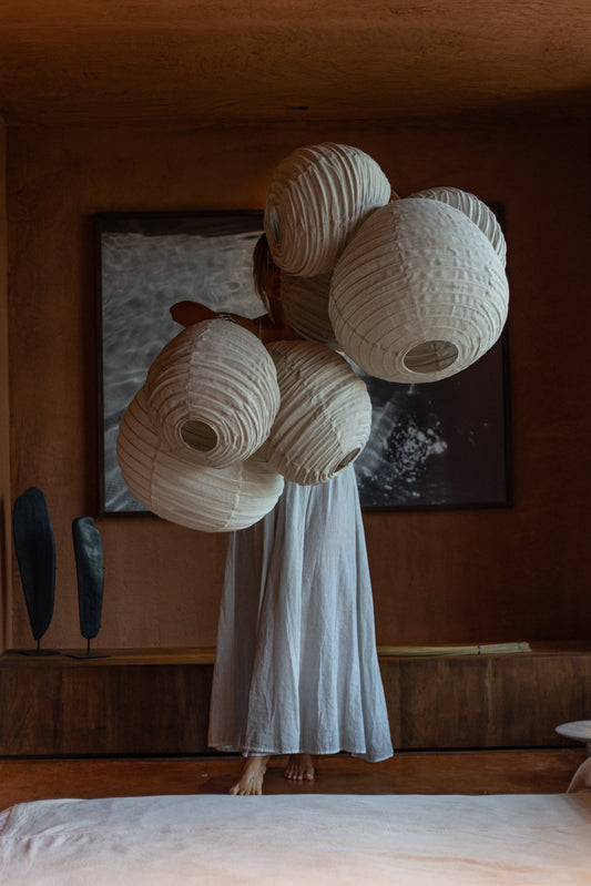 ABAT-JOUR POUR PLAFONNIER EN BAMBOU ET LIN