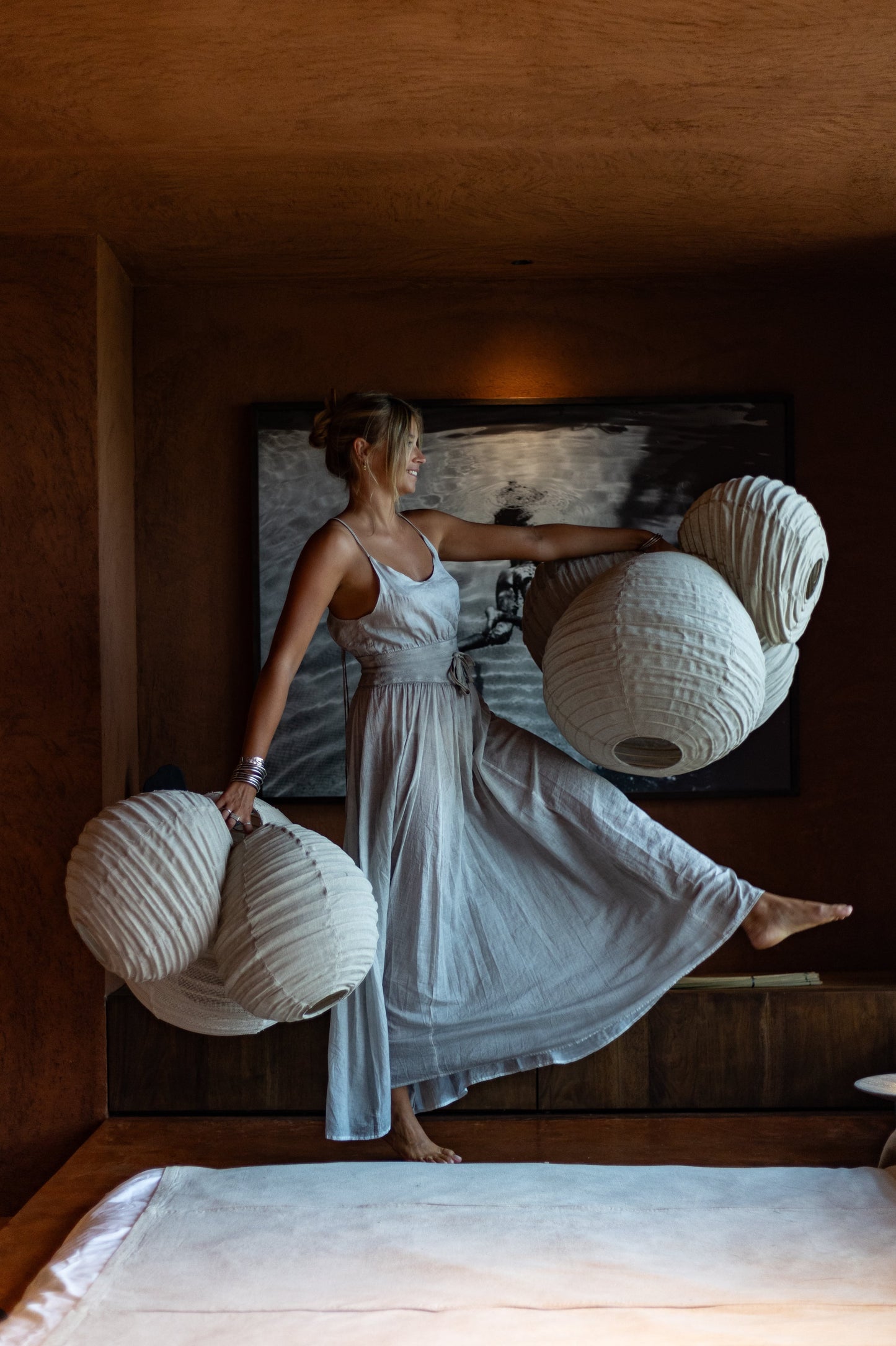 ABAT-JOUR POUR PLAFONNIER EN BAMBOU ET LIN