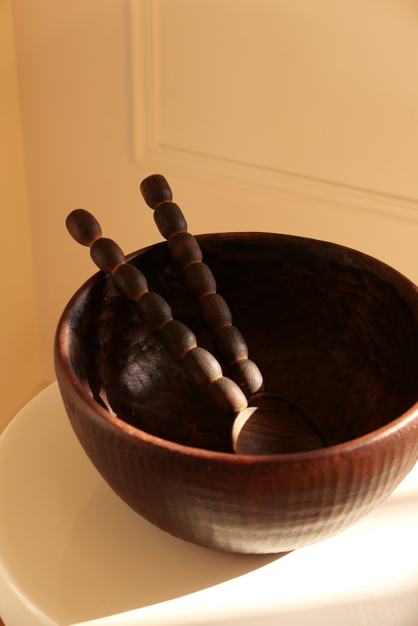 COUVERTS À SALADE EN BOIS BRULE