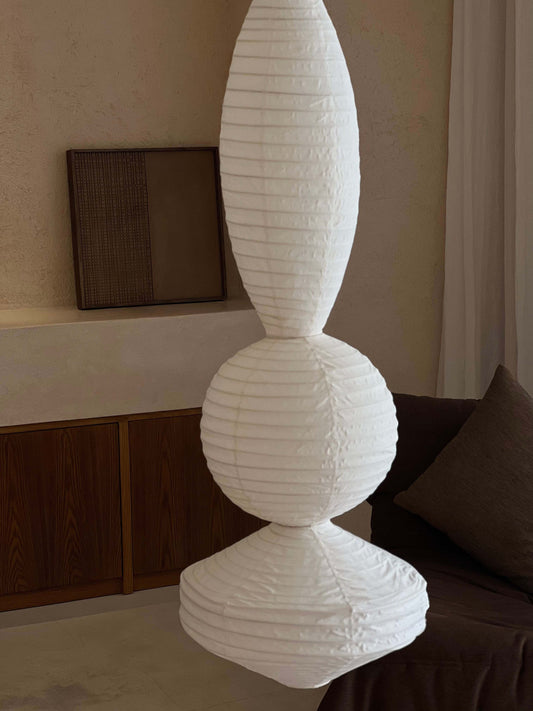 ABAT-JOUR D'ANGLE POUR PLAFONNIER EN LIN ET BAMBOU