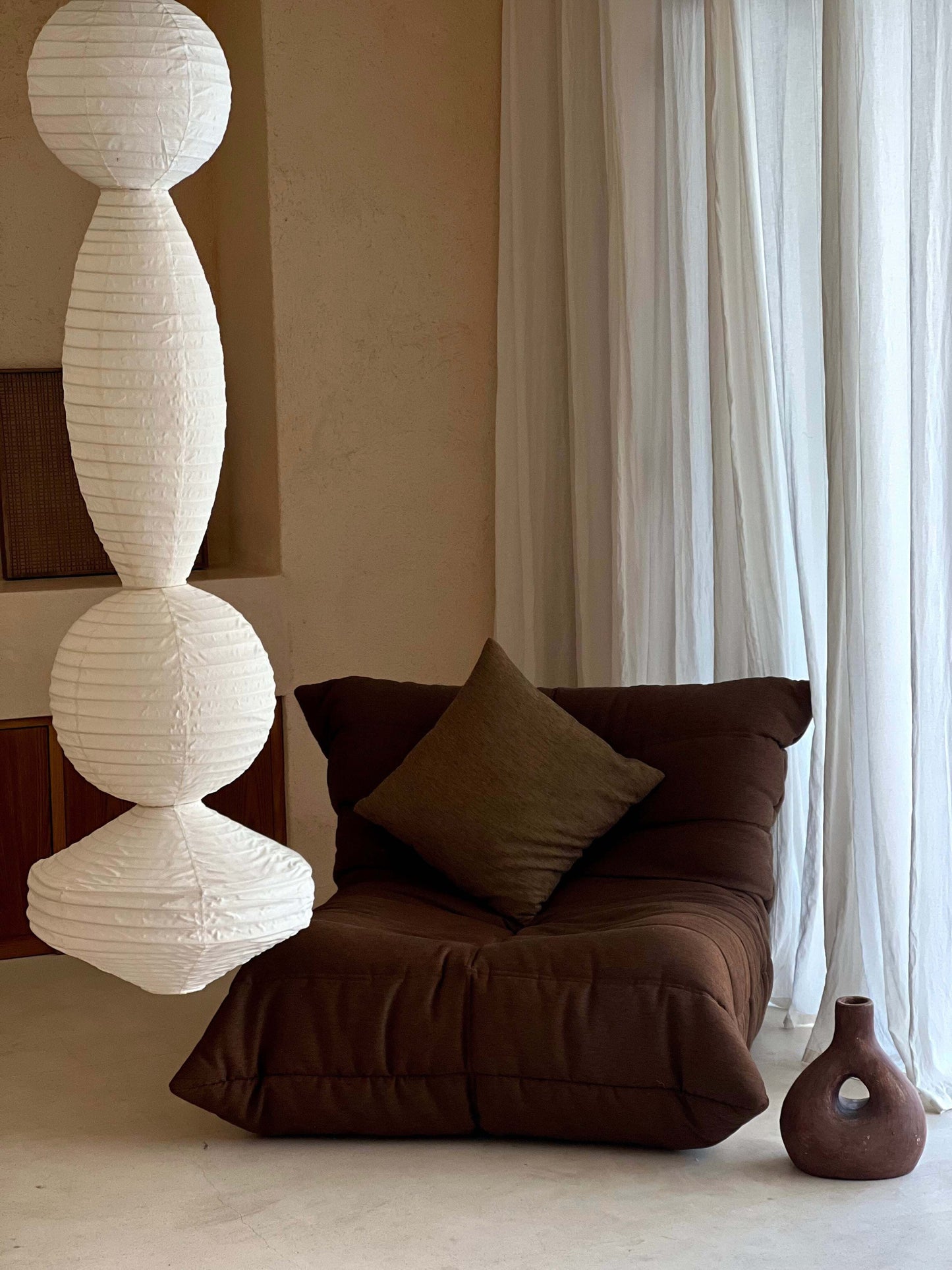 ABAT-JOUR D'ANGLE POUR PLAFONNIER EN LIN ET BAMBOU