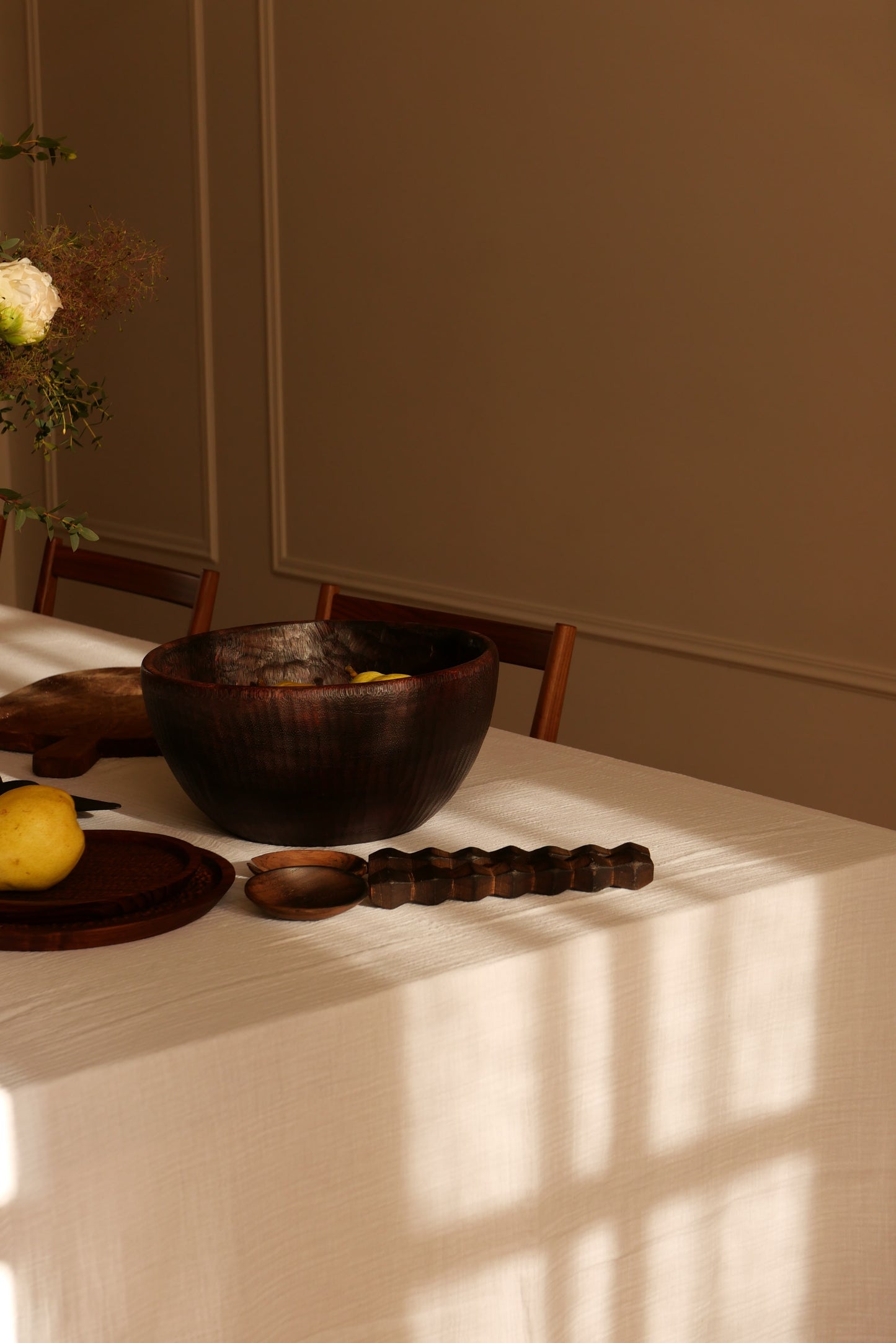 COUVERTS À SALADE EN BOIS BRULE