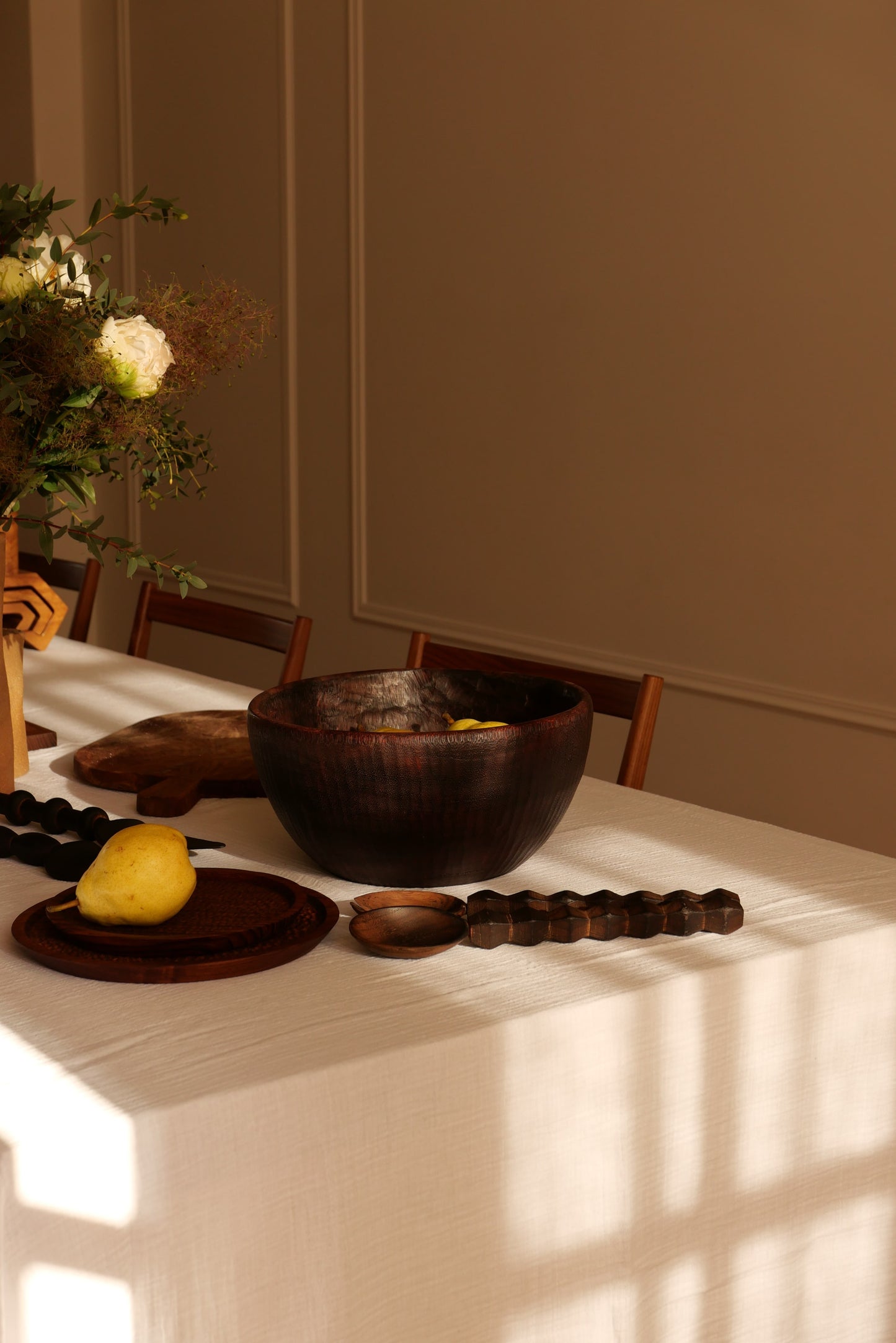 COUVERTS À SALADE EN BOIS BRULE