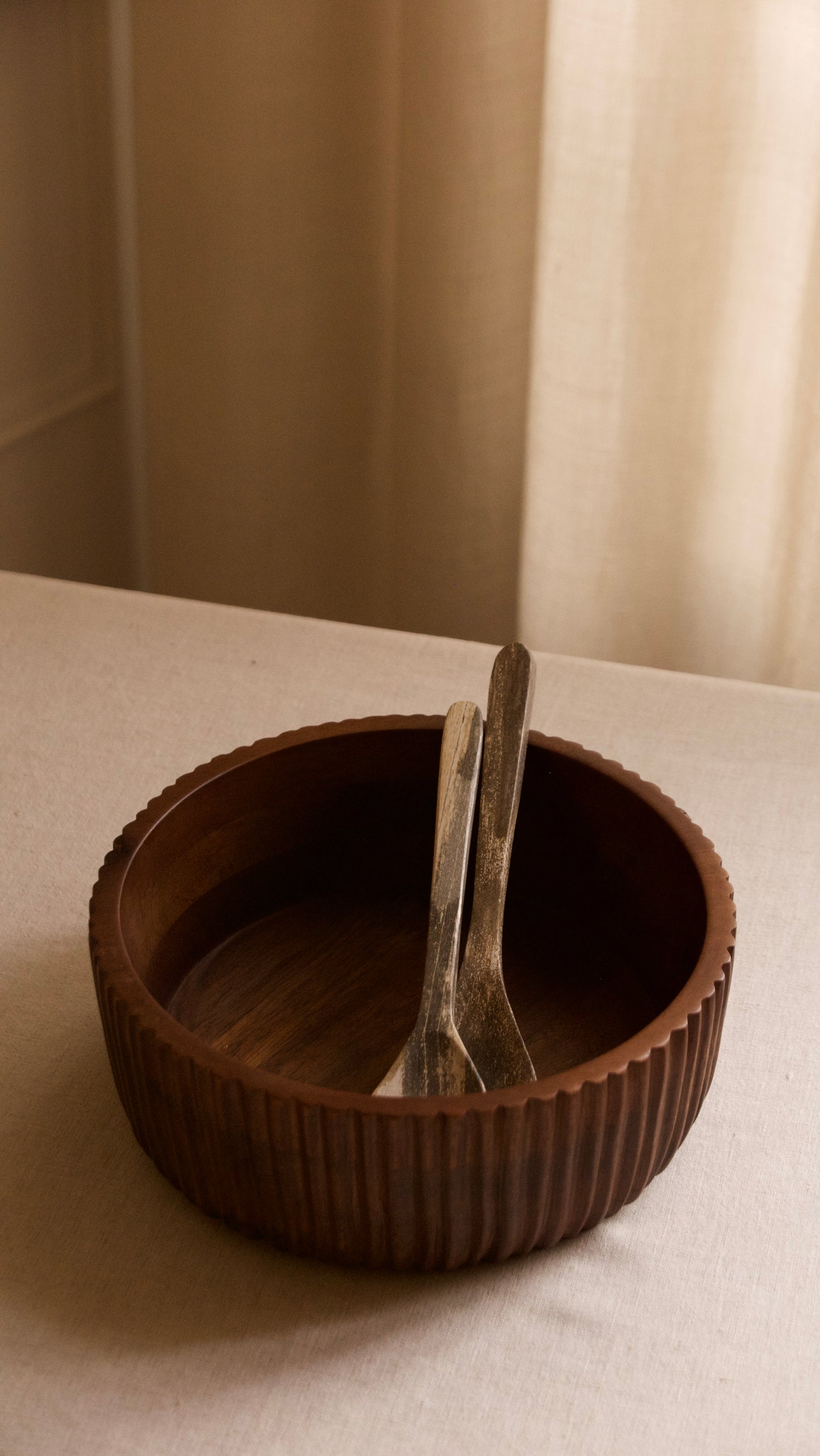SET DE COUVERTS À SALADE EN BOIS PÉTRIFIÉ