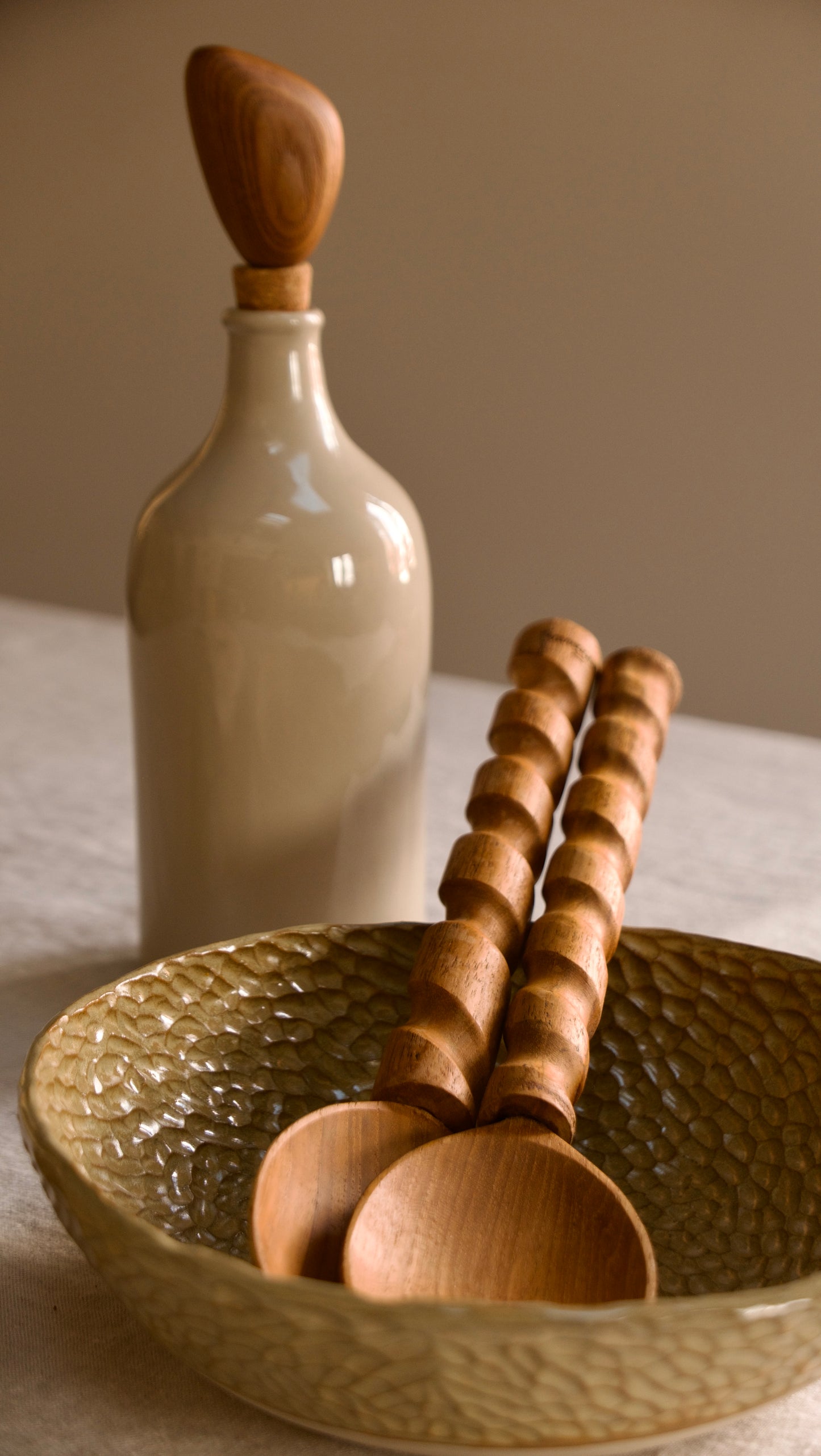 COUVERTS À SALADE VRILLES WOODMATA BOIS NATUREL