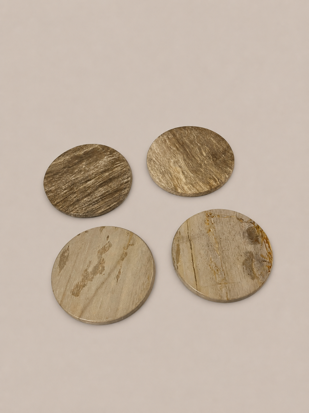 SET DE 4 SUPPORTS EN BOIS PÉTRIFIÉ